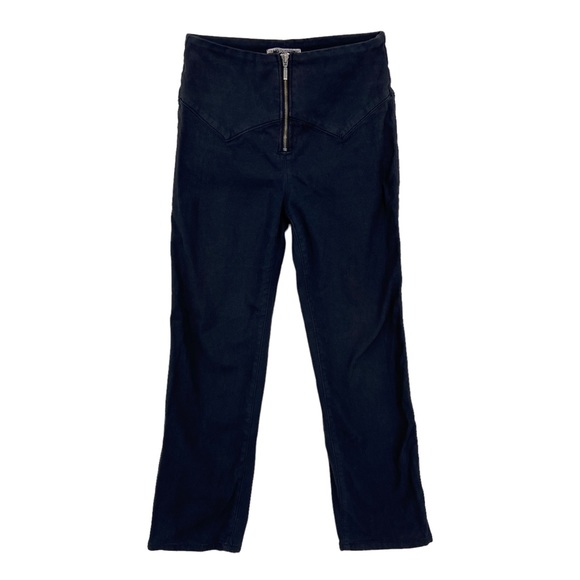 URBAN OUTFITTERS Pants Exposed Zipper High Waist Cropped Black - Picture 1 of 8